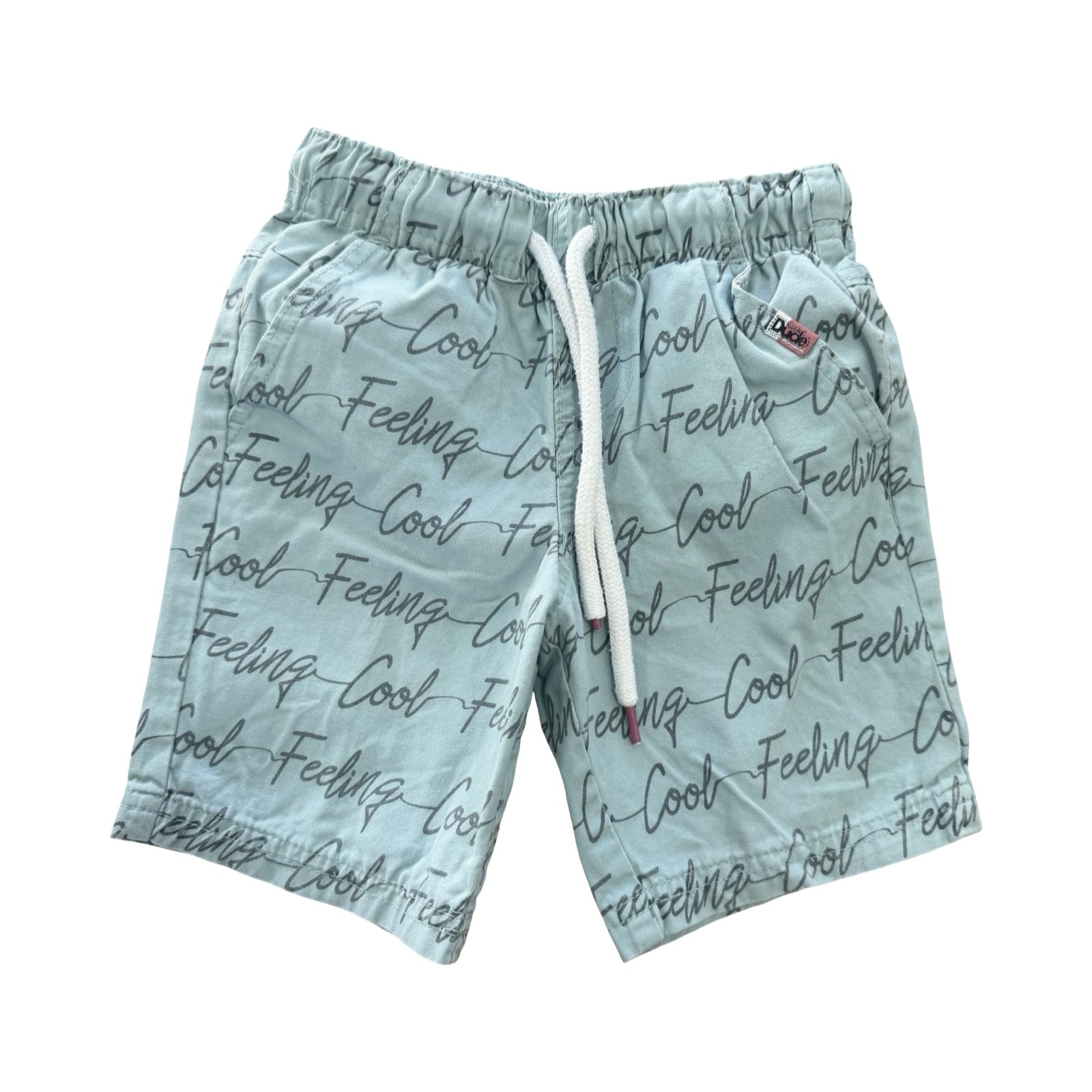 3-4Y Blue Elasticated Shorts with Text - Waga Dude