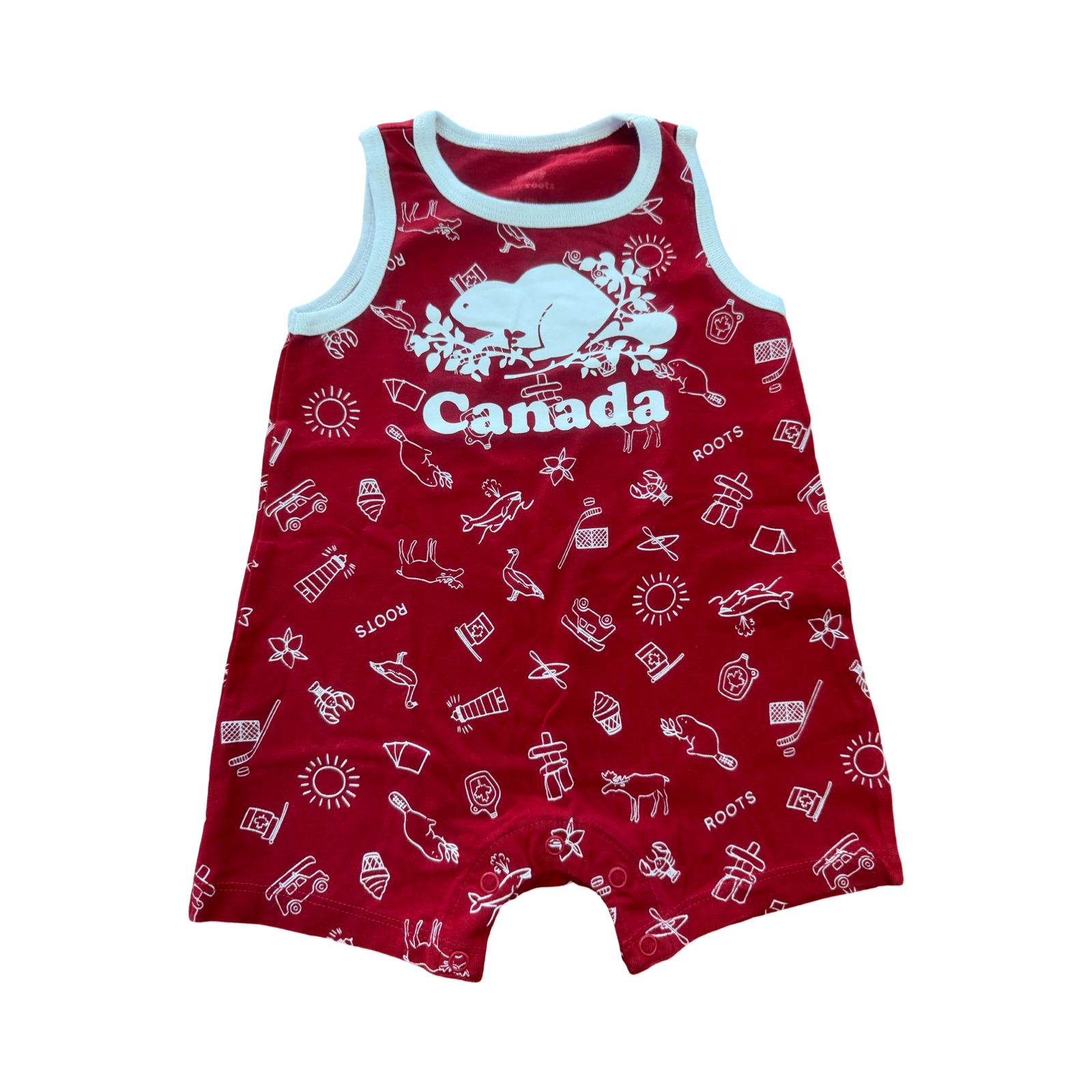6-12M Red & White Canada Romper - Baby Rots