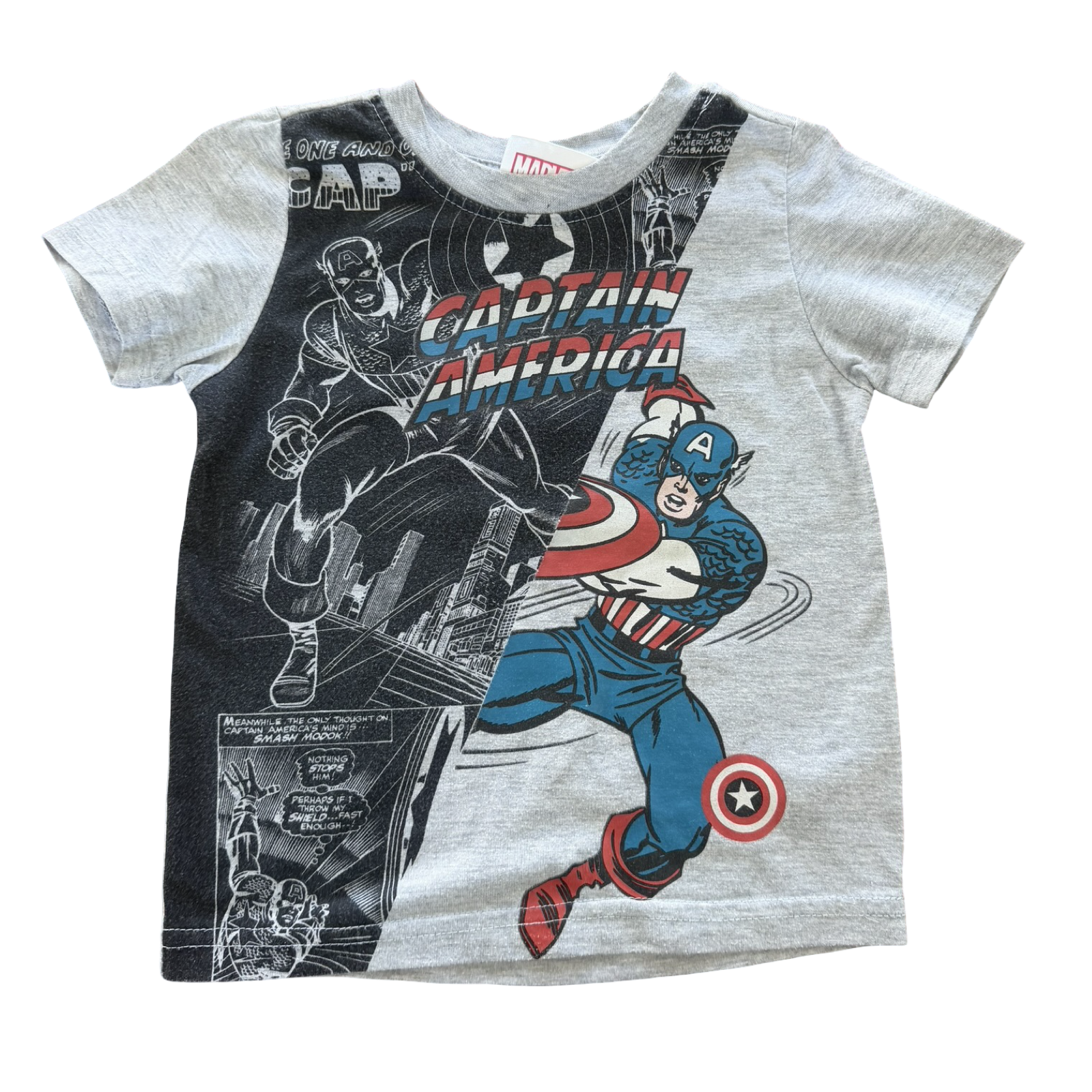 2-3Y Grey Captain America T-Shirt - Marvel