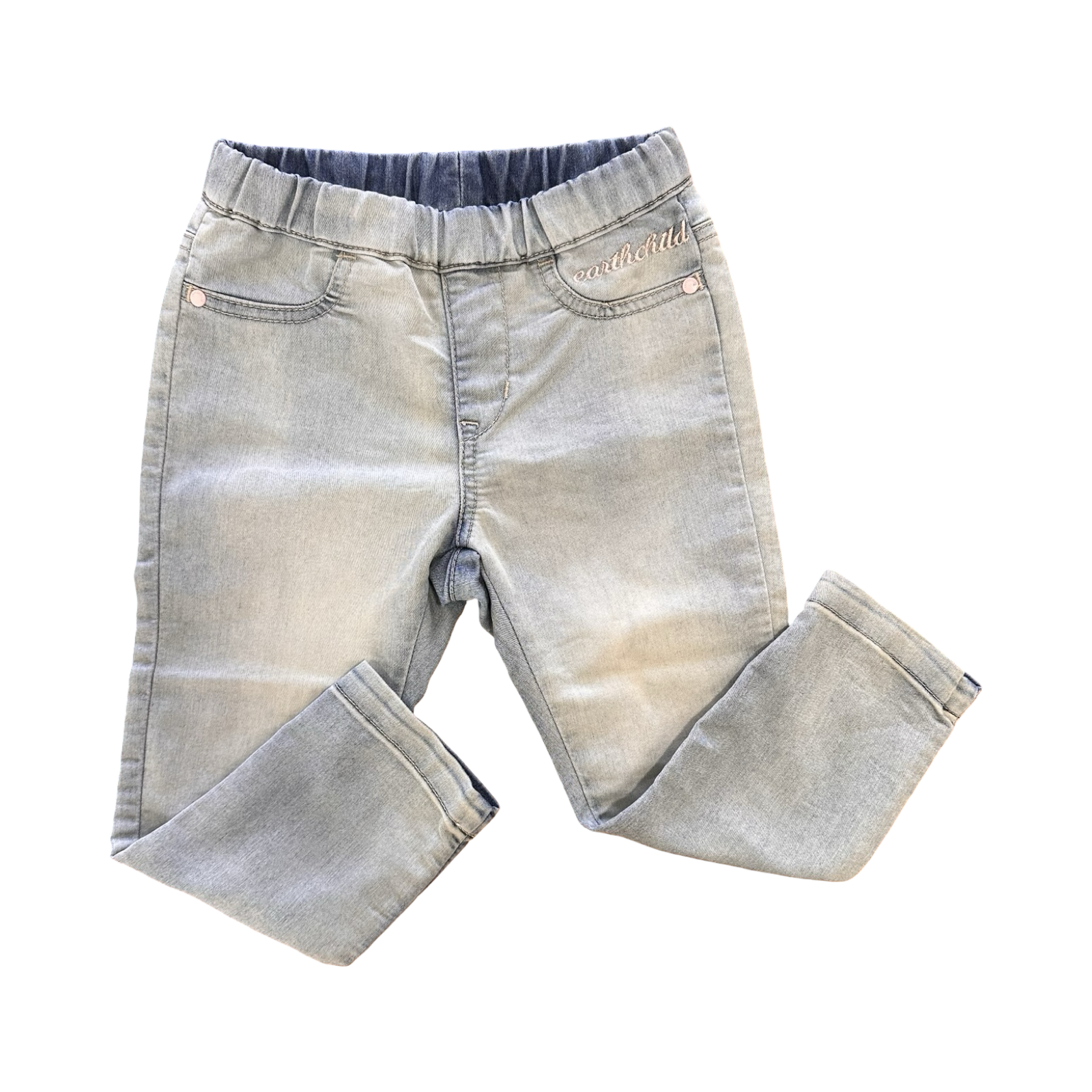 2-3Y Light Blue Washed Look Denim Long Jeans - Earthchild