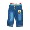 12-18M Denim Jeans with Coloured Elasticated Band and Bear Design - Ackermans