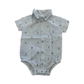 12-18M Blue & White Sailboat Collar & Button Bodysuit - Clicks