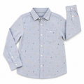 7Y Blue Cotton Collared & Buttoned Shirt with Small Icons - Woolworths