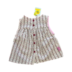 3-6M Pink & Cream Patterned Cotton Girl's Dress - Mü & Me