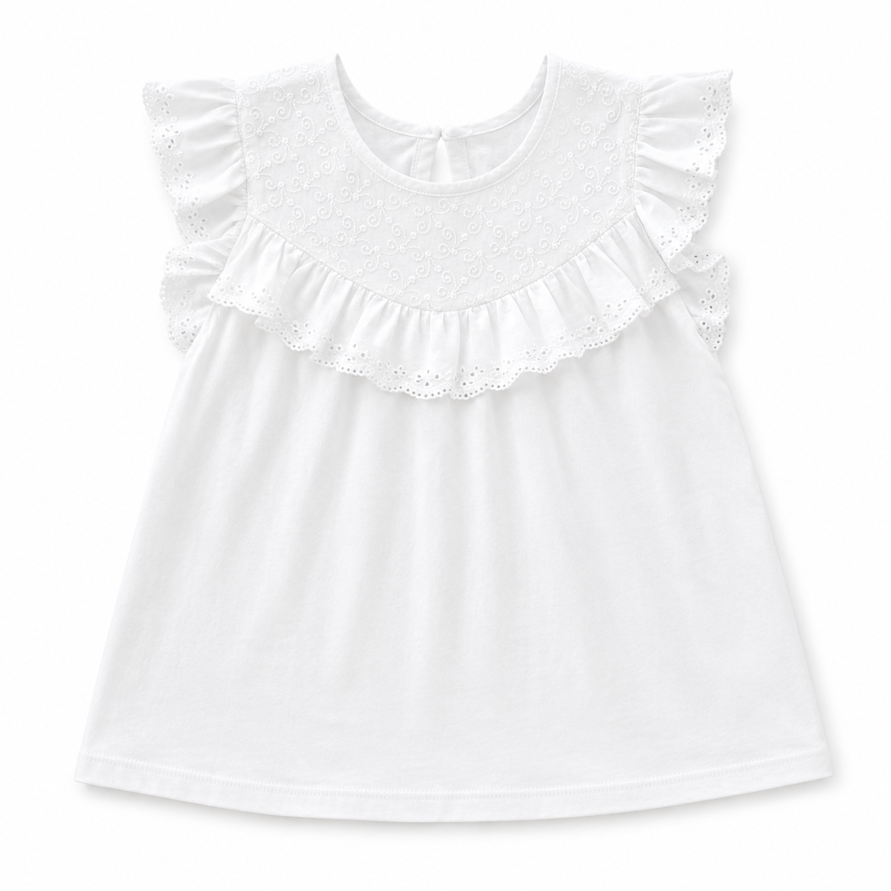 5Y White Classic Style Dress with Cotton Lace Detail - Woolworths