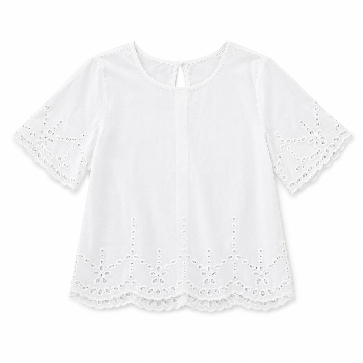 9Y White Pure Cotton Lace Detailed Top - Woolworths