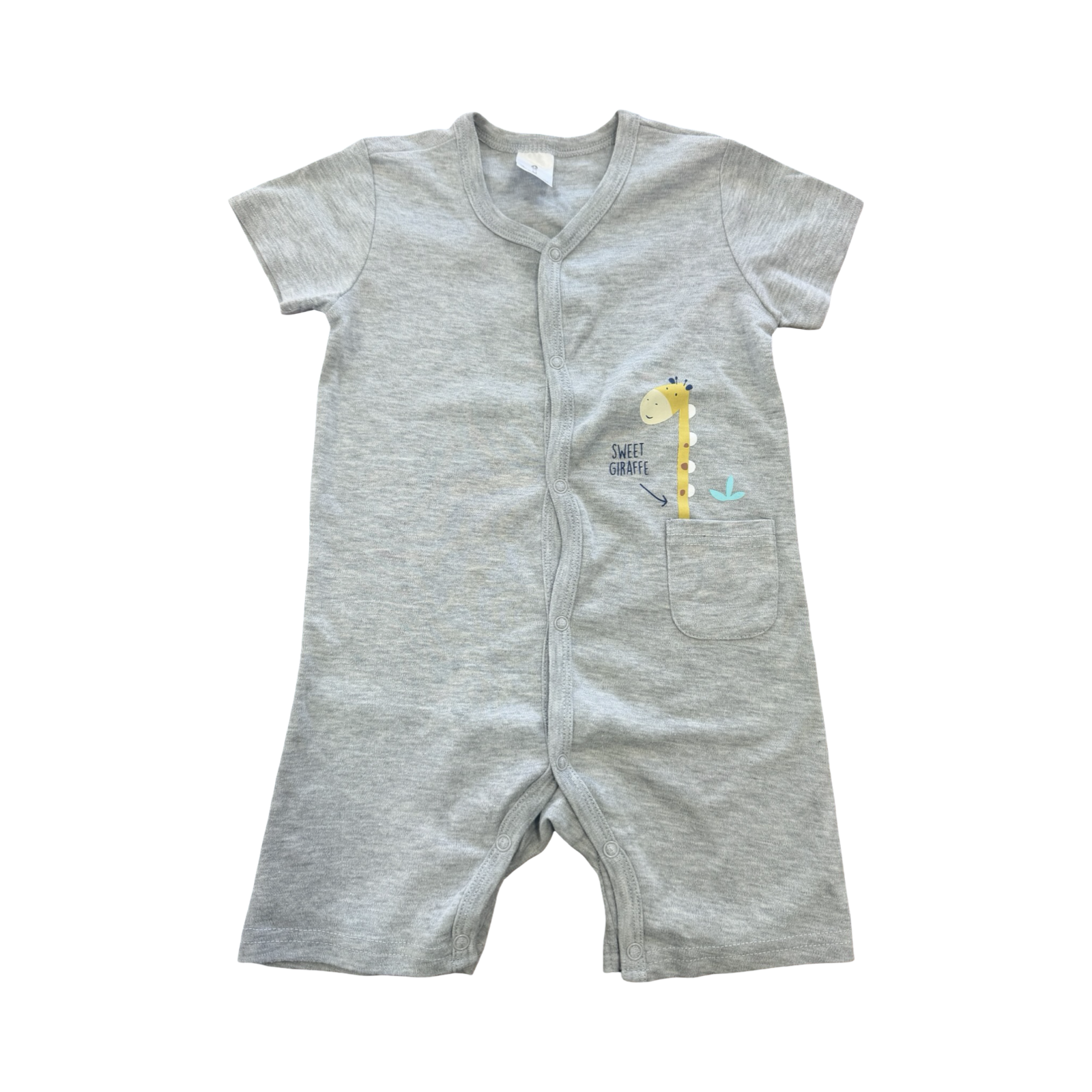 18-24M Grey Melange Giraffe Romper - Clicks