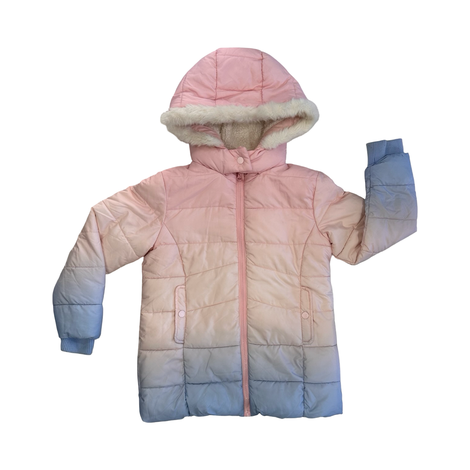 8Y Pink & Blue Ombré Style Puffer Zipper Jacket - Woolworths