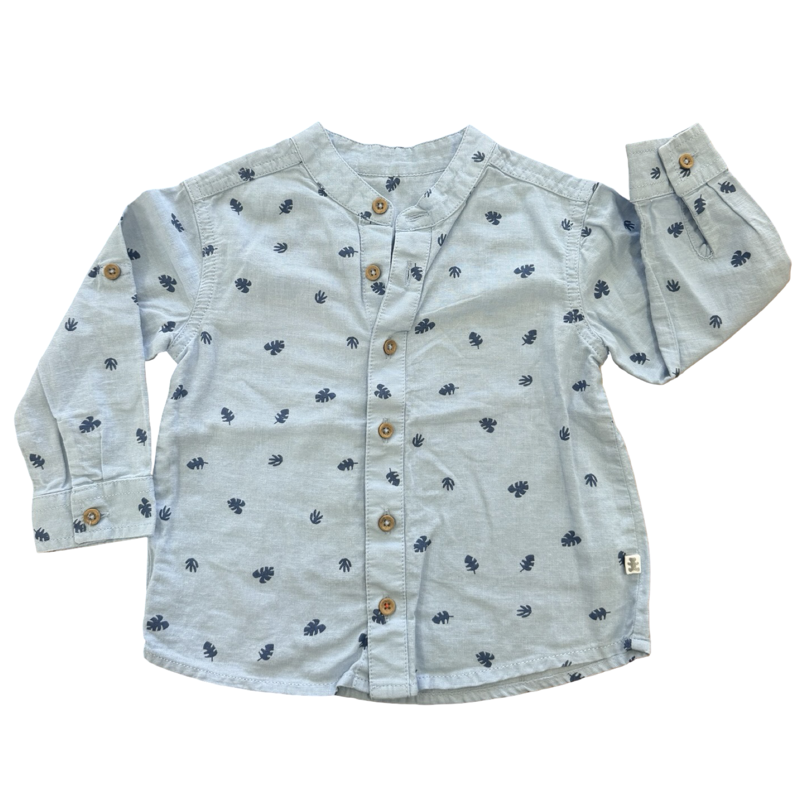 18-24M Blue Cotton & Linen Buttoned Shirt - Woolworths