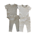 3-6M 4pc Green & White Cotton Bodysuit & Legging Set - Cotton On