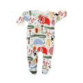 3-6M White Zoo Animal Side Zipper Onesie - Baba Fishees
