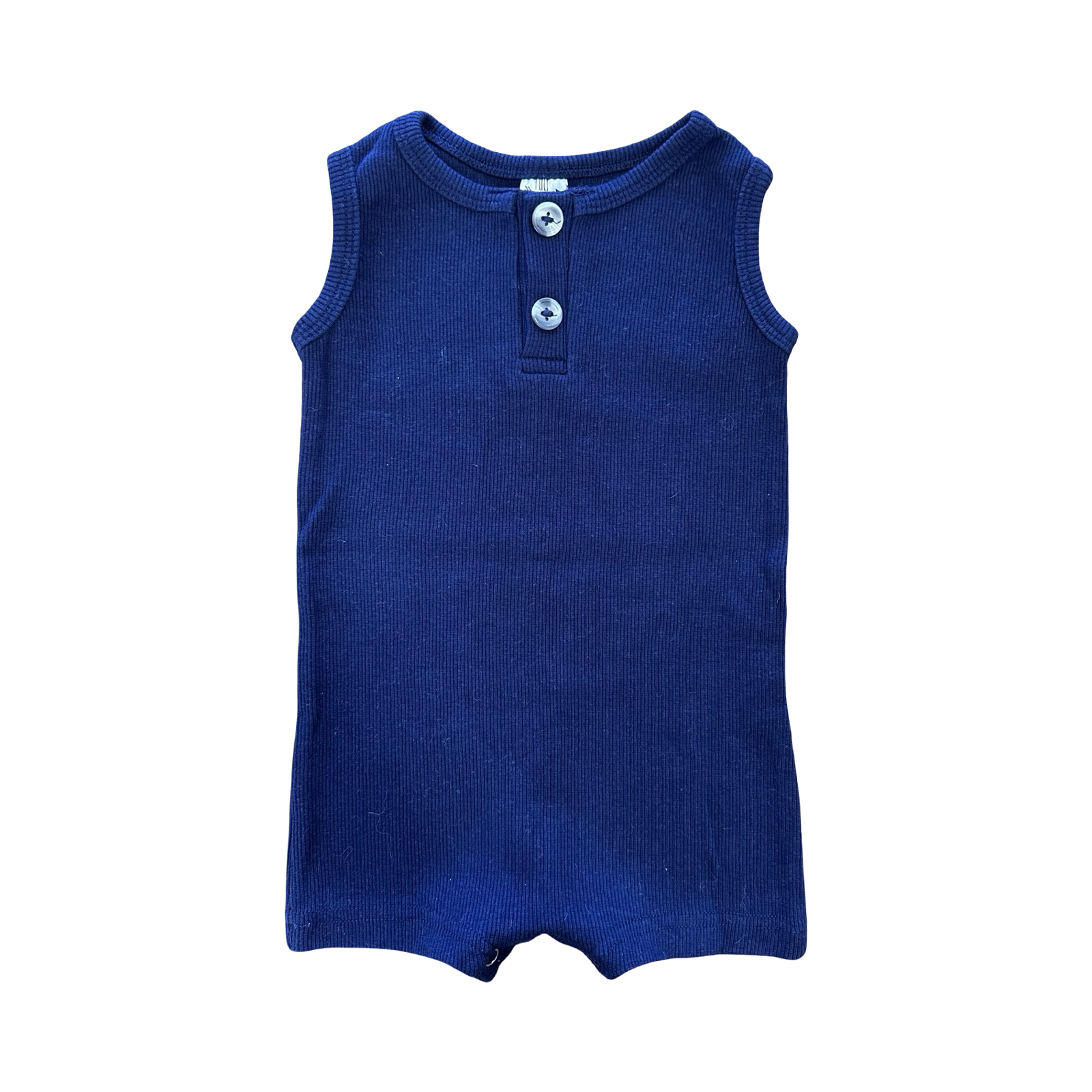3-6M Navy Ribbed Stretch Romper - Triny Tribe