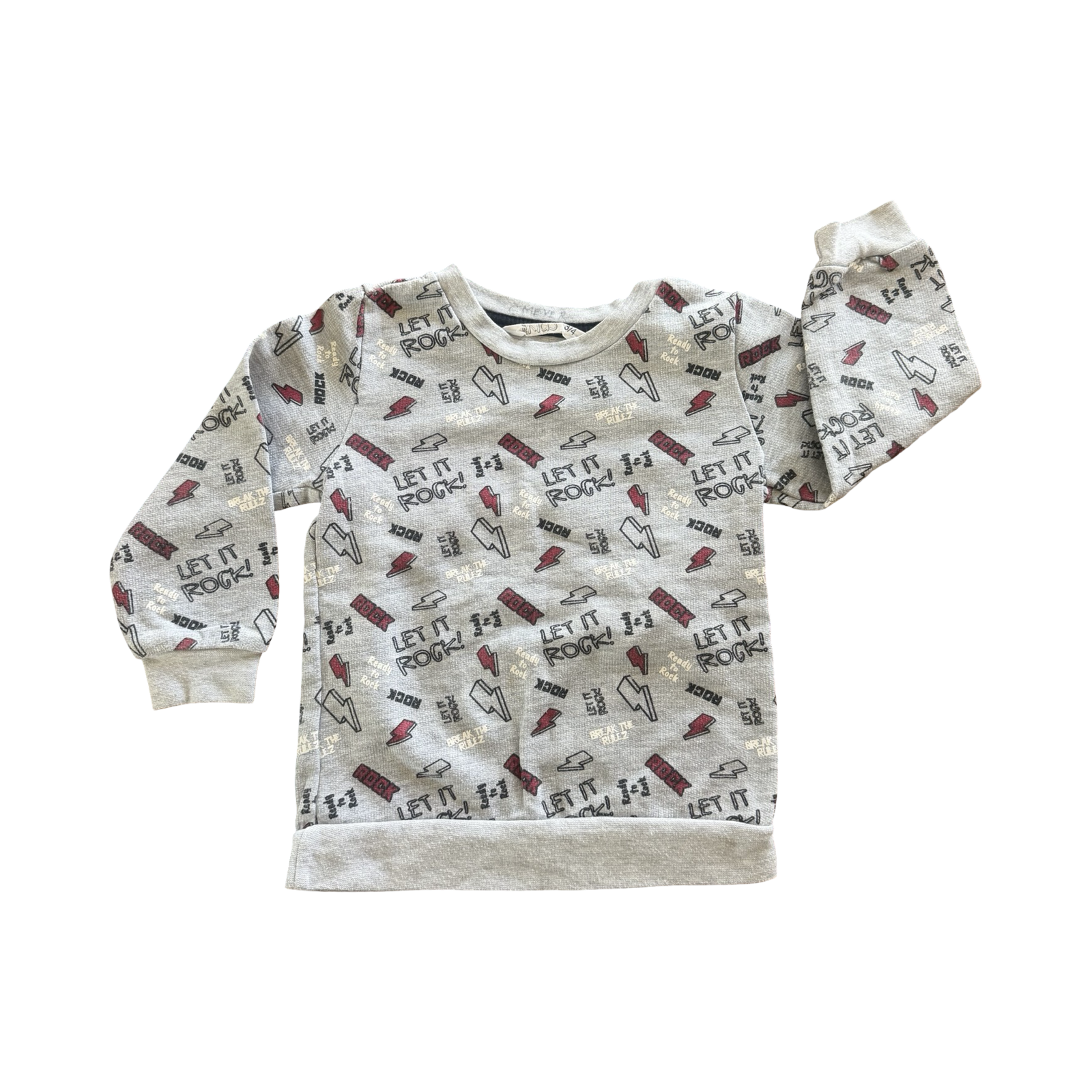 3-4Y Grey Let It Rock Sweater Top - Real Kids