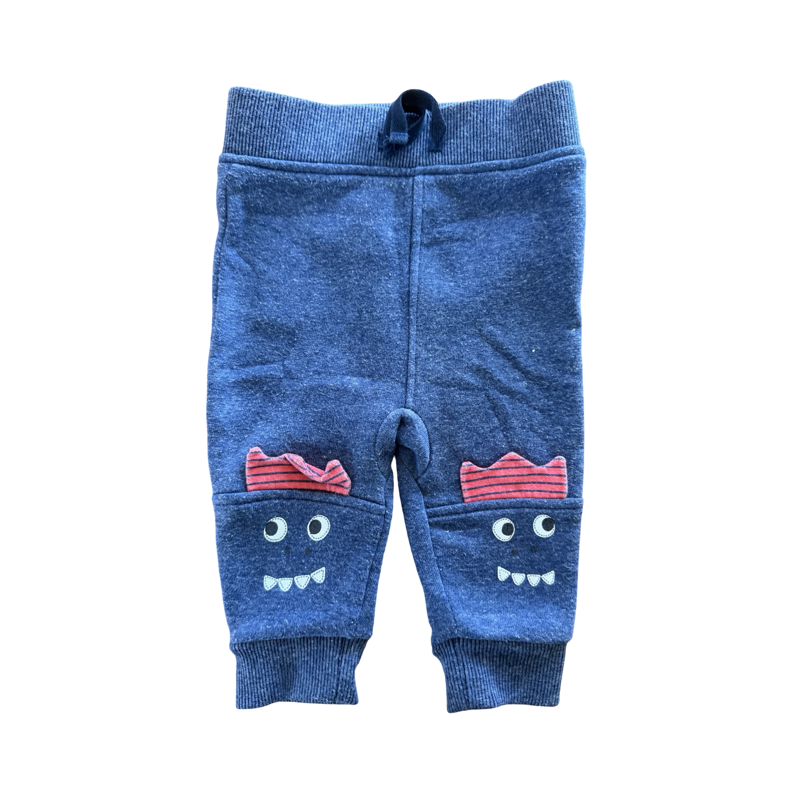 3-6M Blue Melange Dinosaur Pants - Real Baby