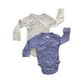 2-4M 2pc Blue & Green Ribbed Side Snapper Bodysuits - H & M