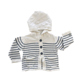 3-6M Blue & White Stripe Knitted Hooded Cardigan - Earthchild
