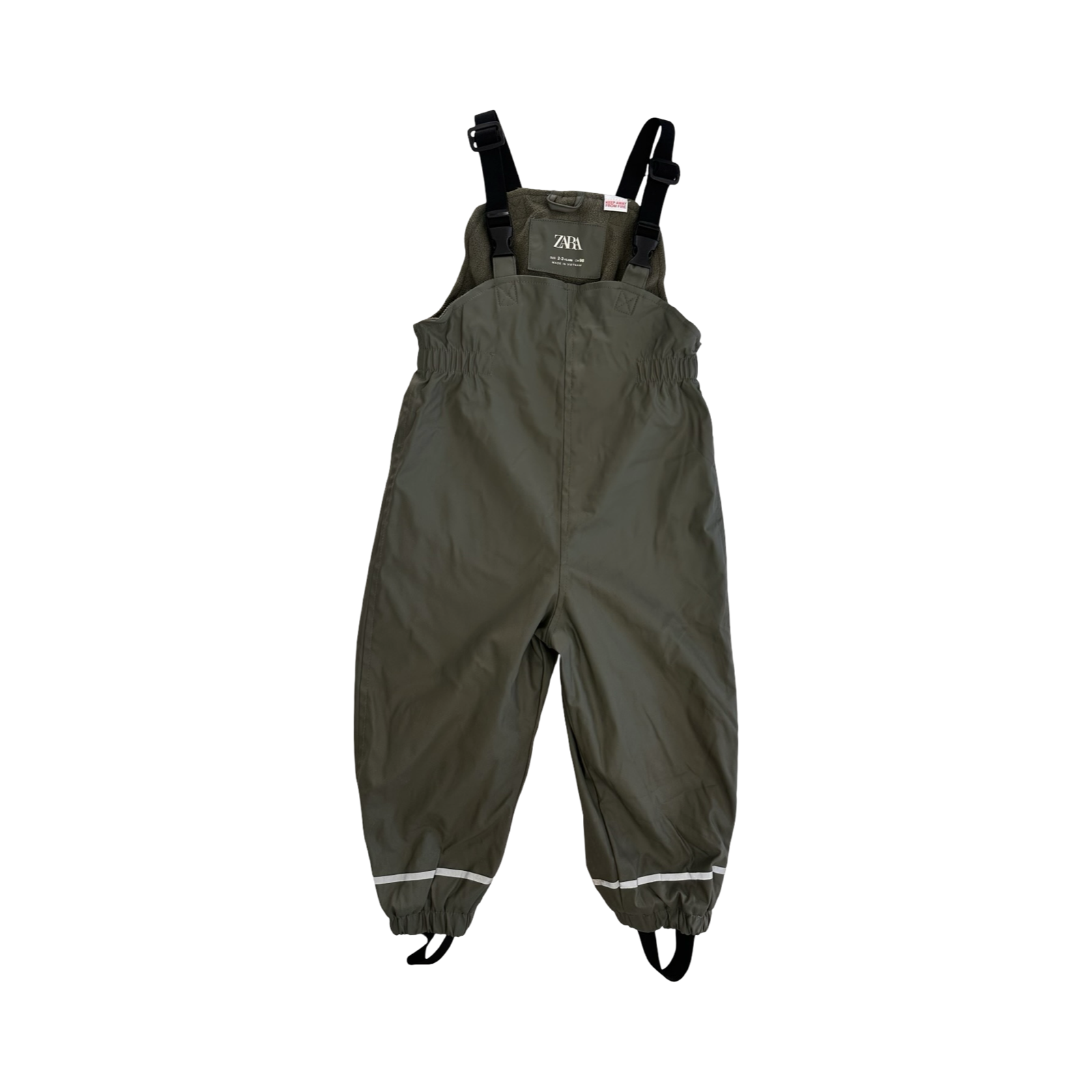 2-3Y Green Vinyl Dungaree with Clip Fasteners - Zara
