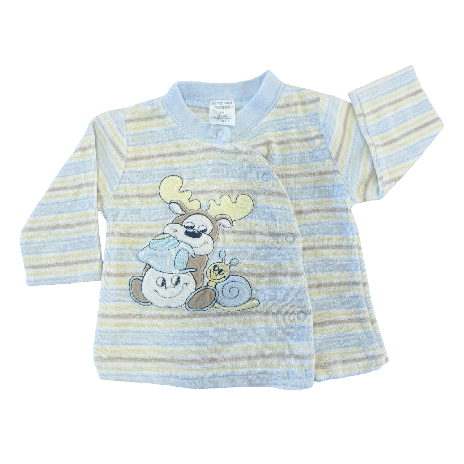 3-6M Fleece Side Snapper Button Top - Mother's Choice