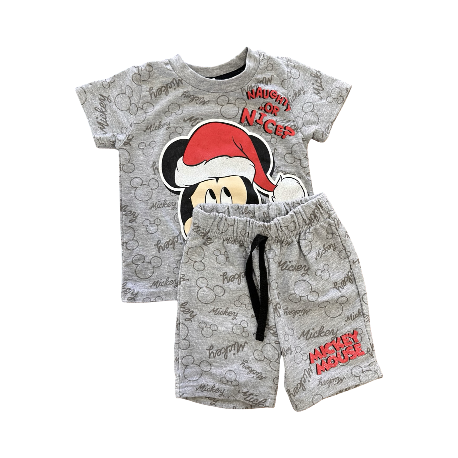 3-6M 2pc "Naughty or Nice" Christmas Mickey Set - Disney