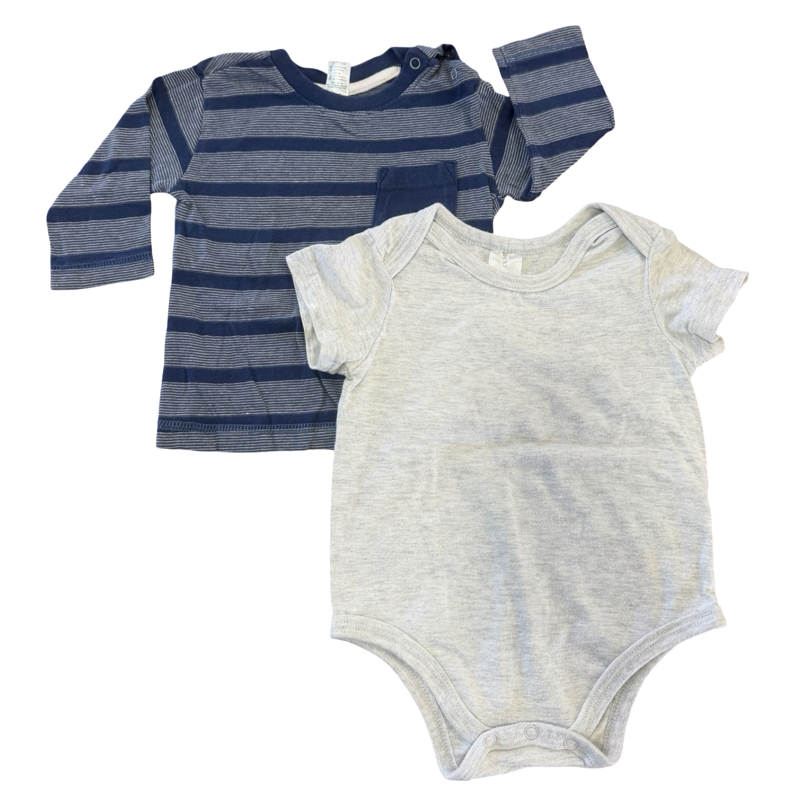 3-6M 2pc Blue & Grey Body Vest & Long Sleeve T-Shirt - Ackermans / Clicks