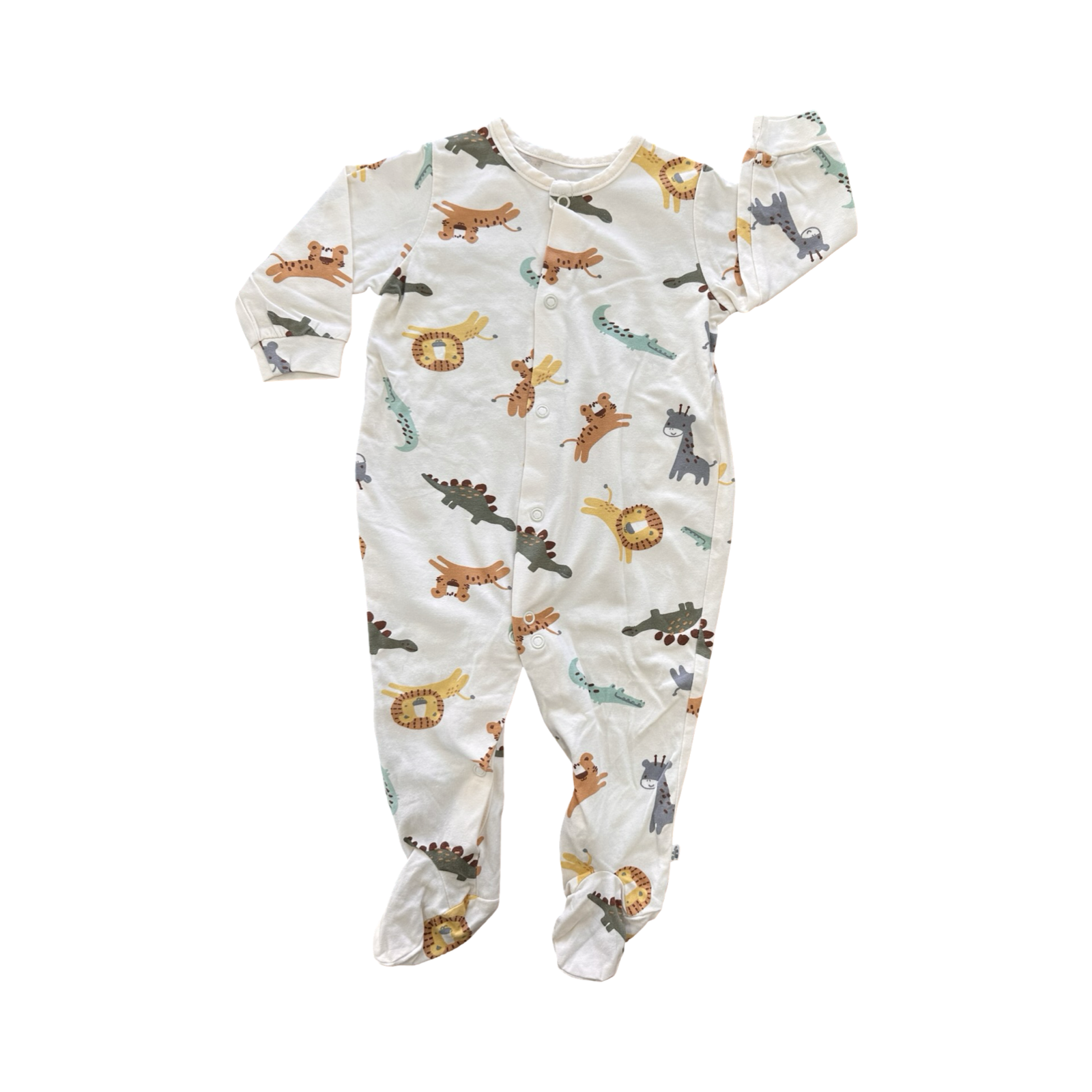 3-6M Cream Zoo Animal Snapper Babygrow - Woolworths