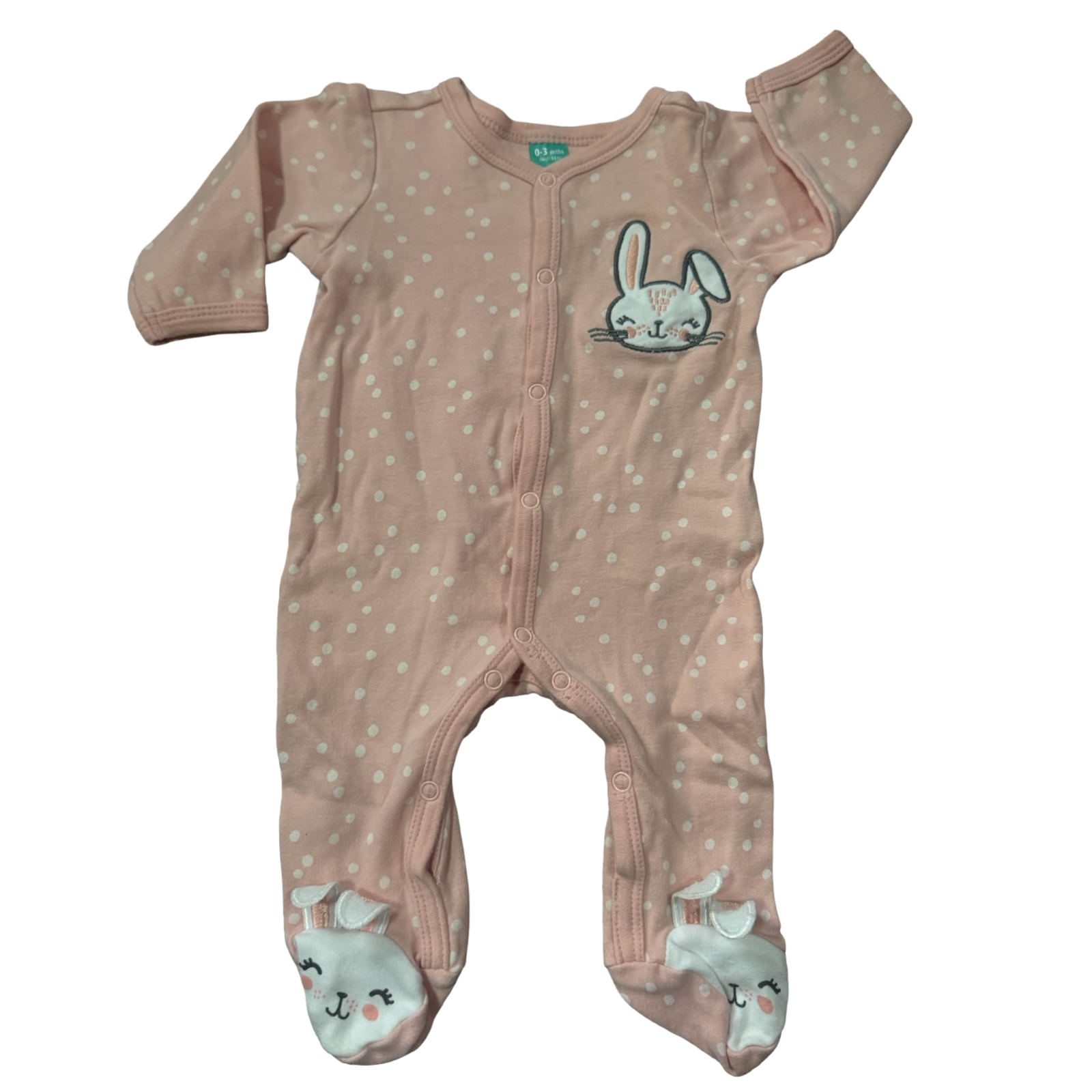 0-3M Pink Polka Dot Bunny Snapper Onesie - Ackermans