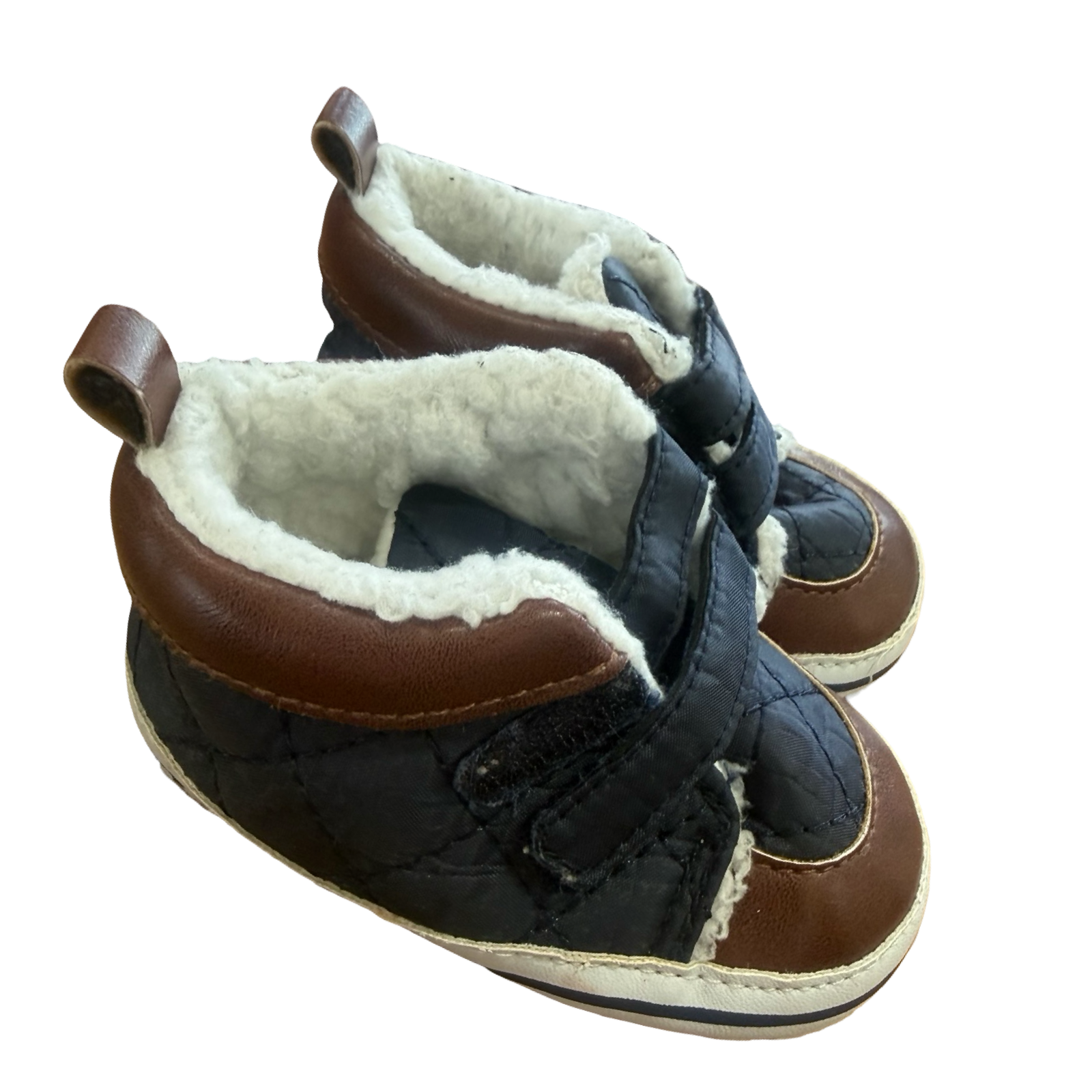 Size 1 Navy & Brown Baby Shoes - OneTwoThree