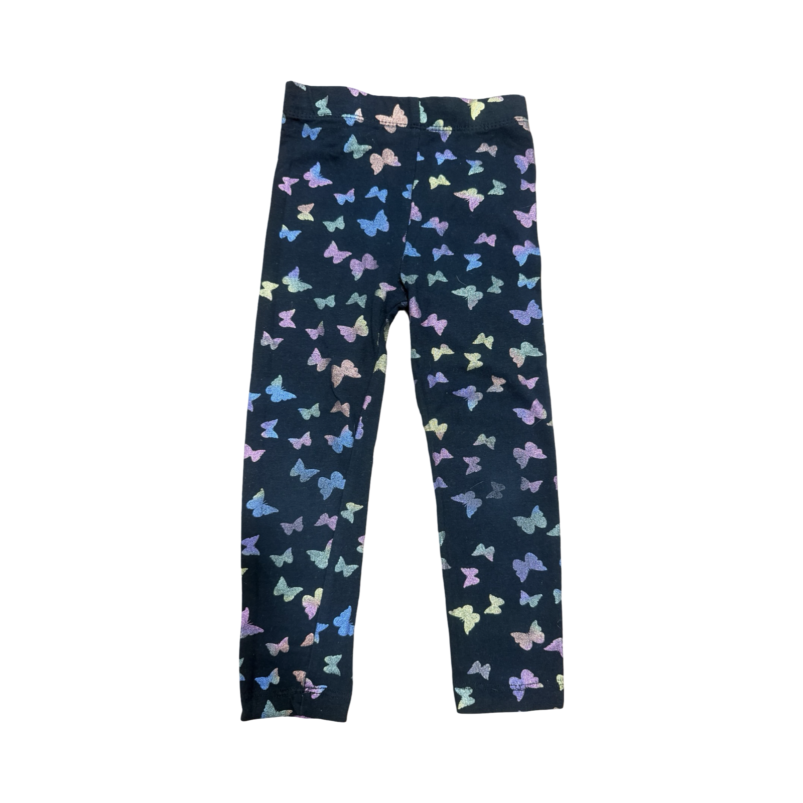 3-4Y Black Metallic Butterfly Leggings - Real Kids