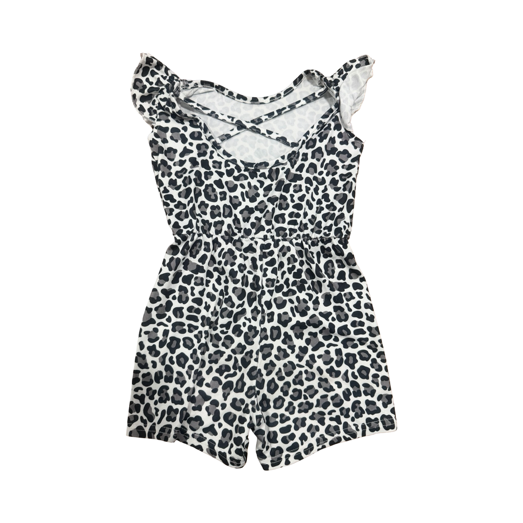 2-3Y Black, Grey & White Leopard Bodysuit - Popcandy