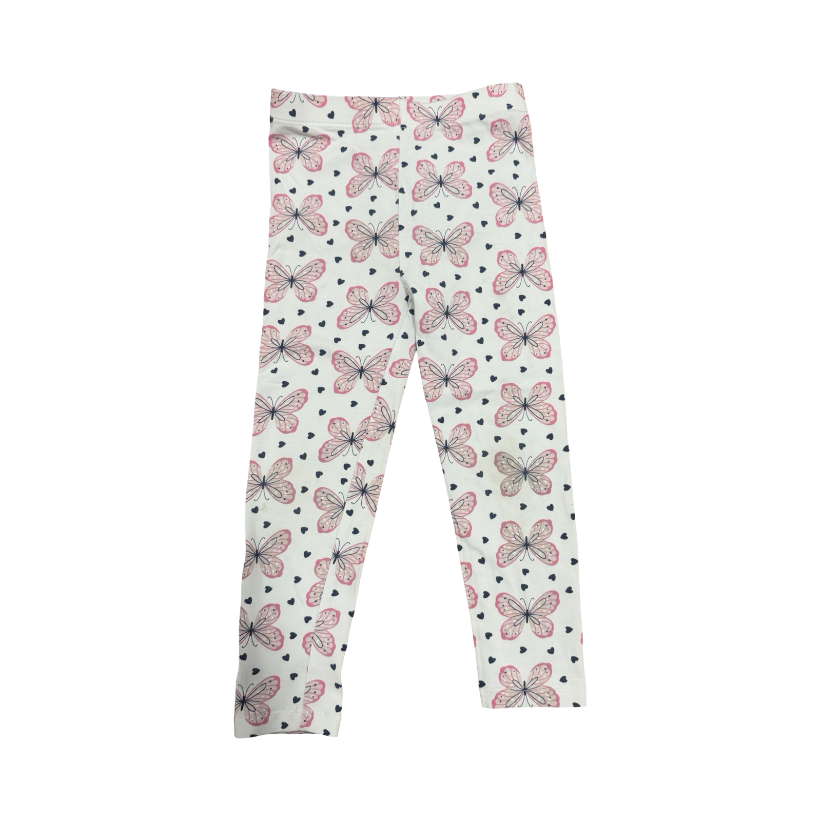 3-4Y White, Pink & Navy Butterfly Leggings - Real Kids