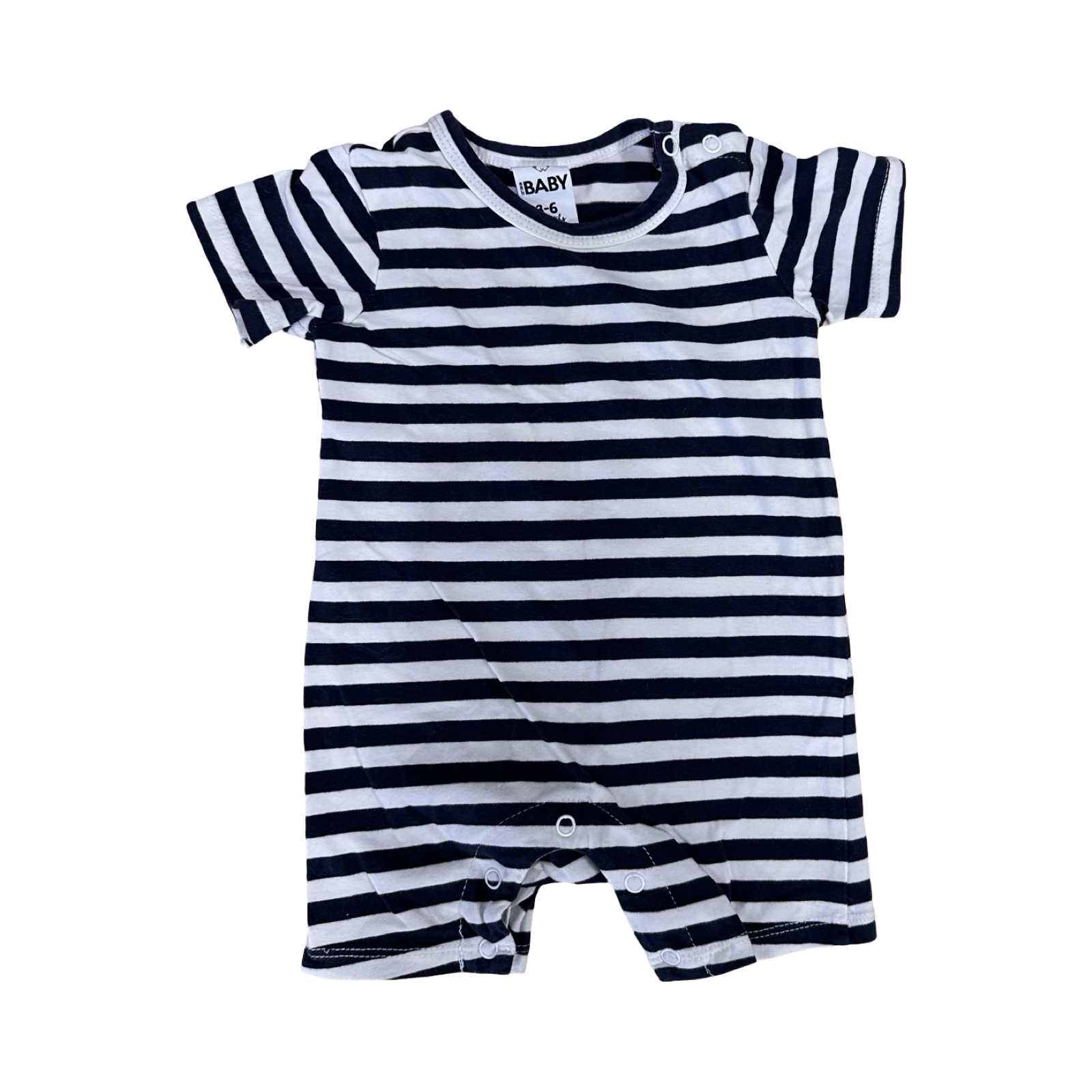 3-6M Navy & White Baby Romper - Cotton On