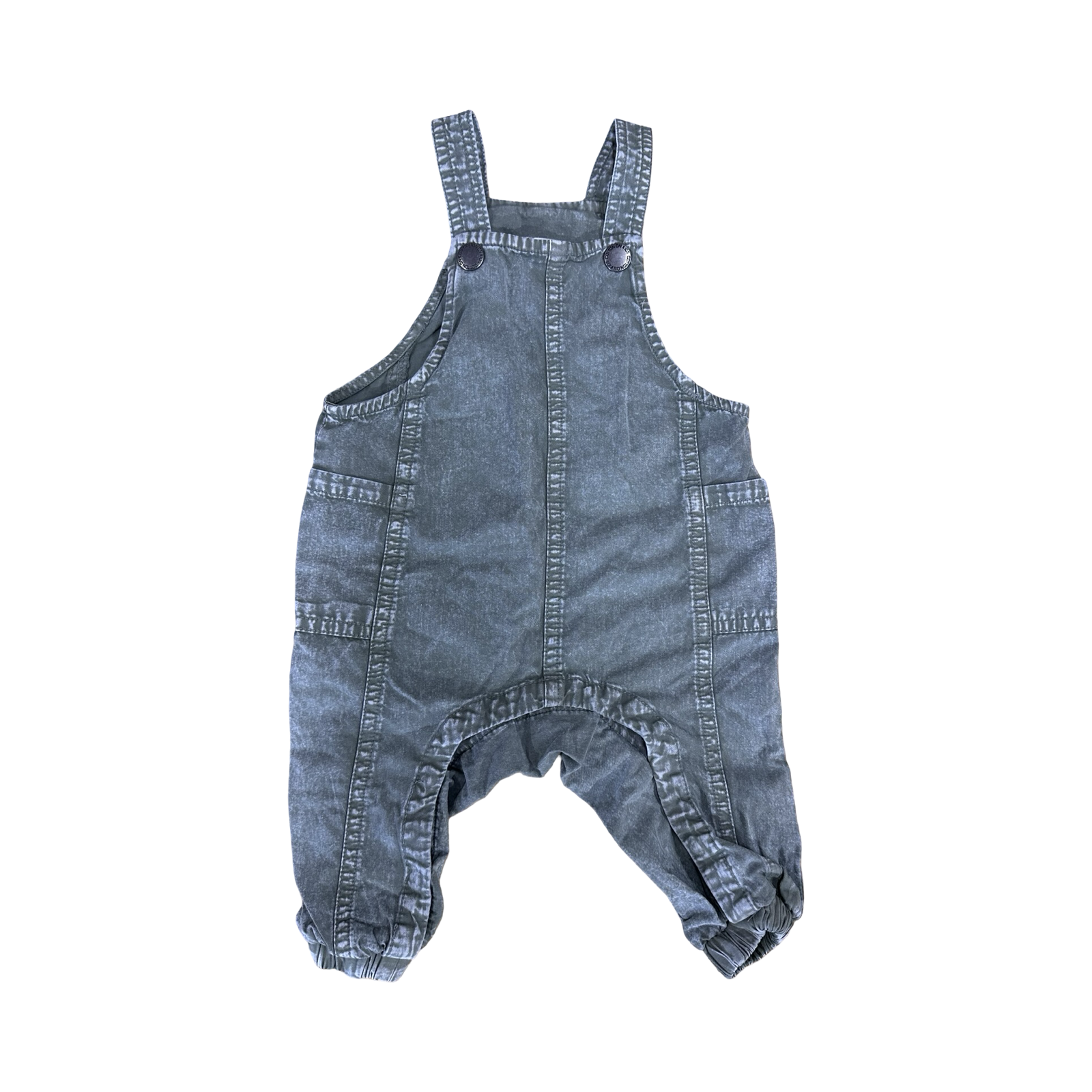 3-6M Green Cotton Washed Look Dungaree - Cotton On