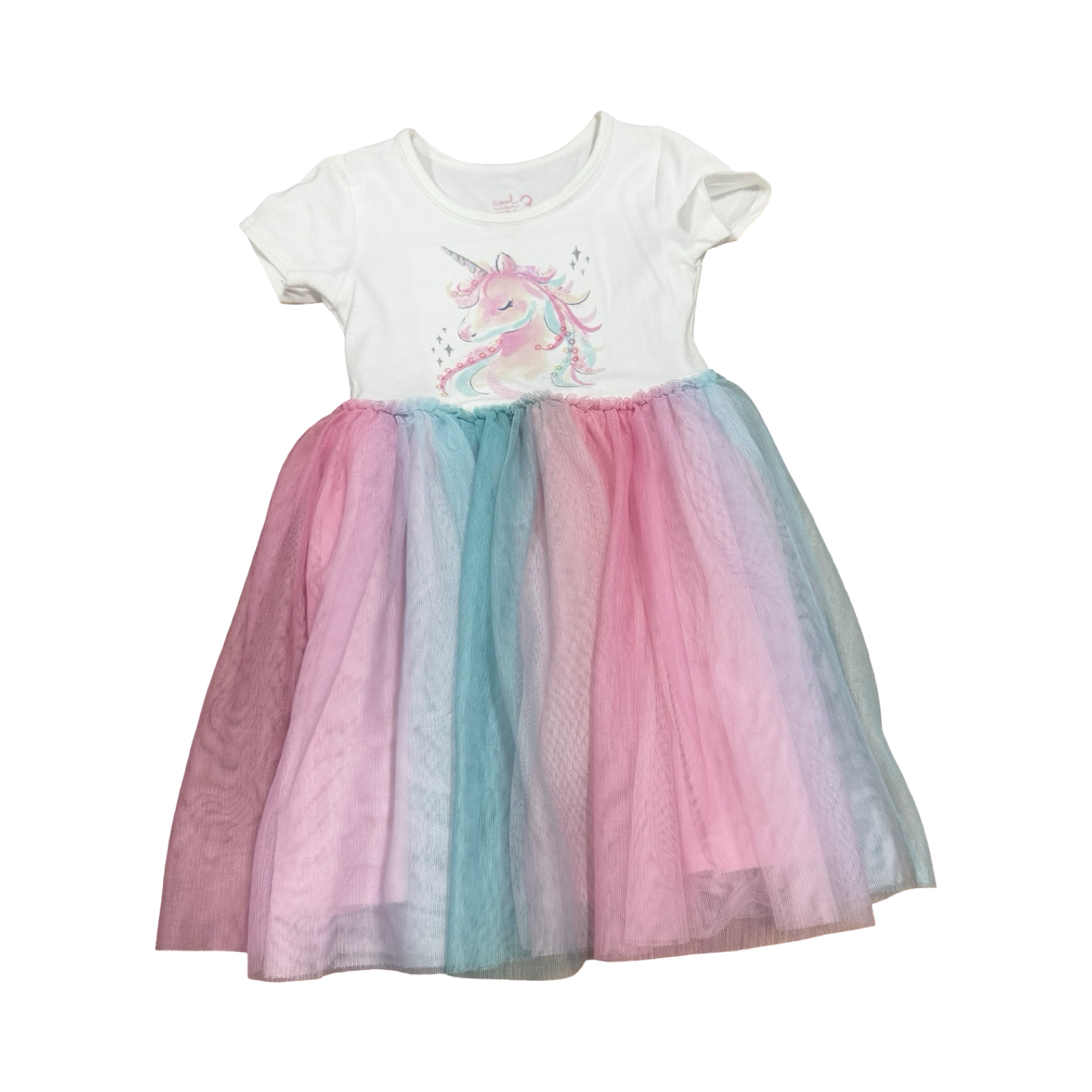 3Y White & Pastel Colour Unicorn Dress with Tu Tu Bottom - Woolworths