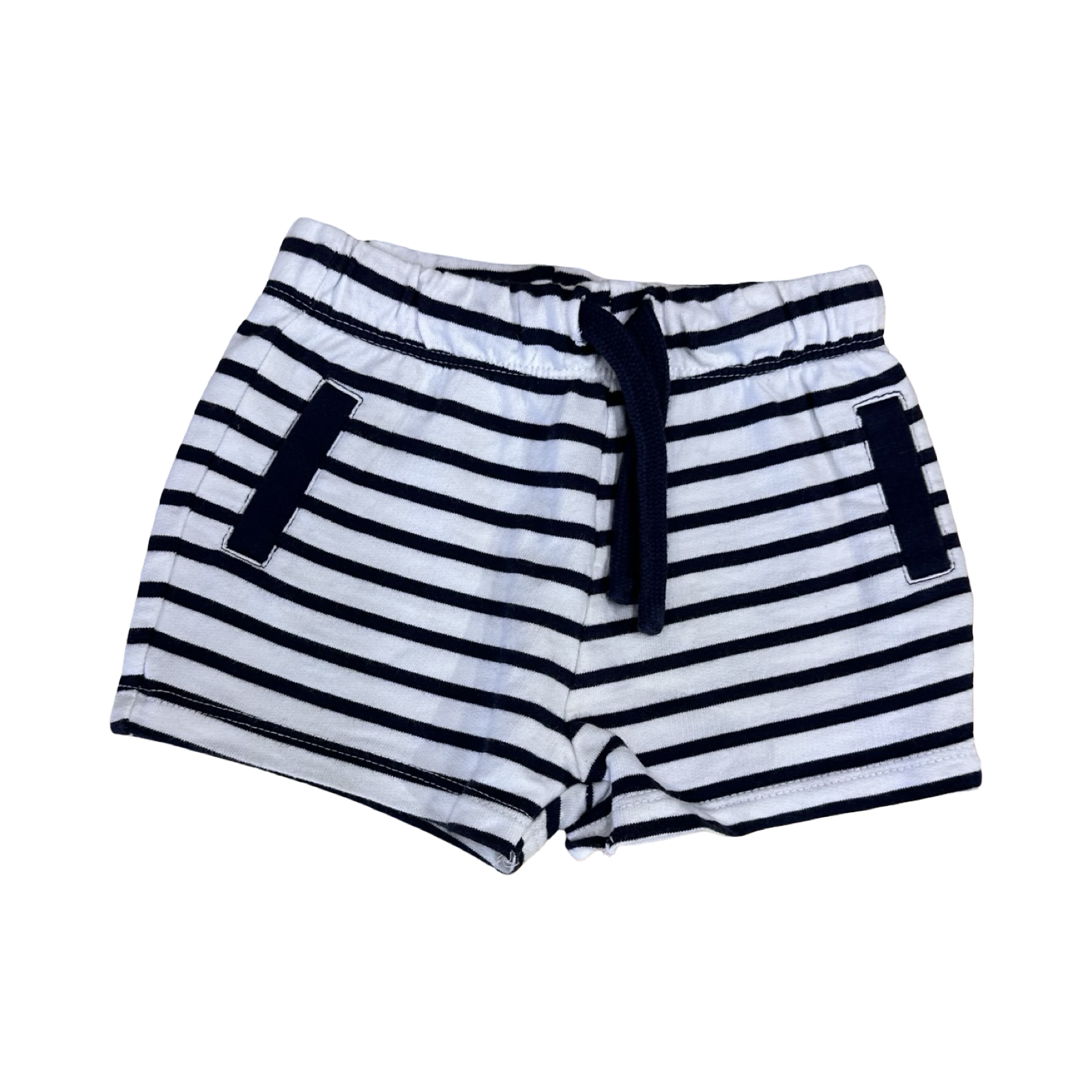 6-9M White & Navy Cotton Shorts - H & M