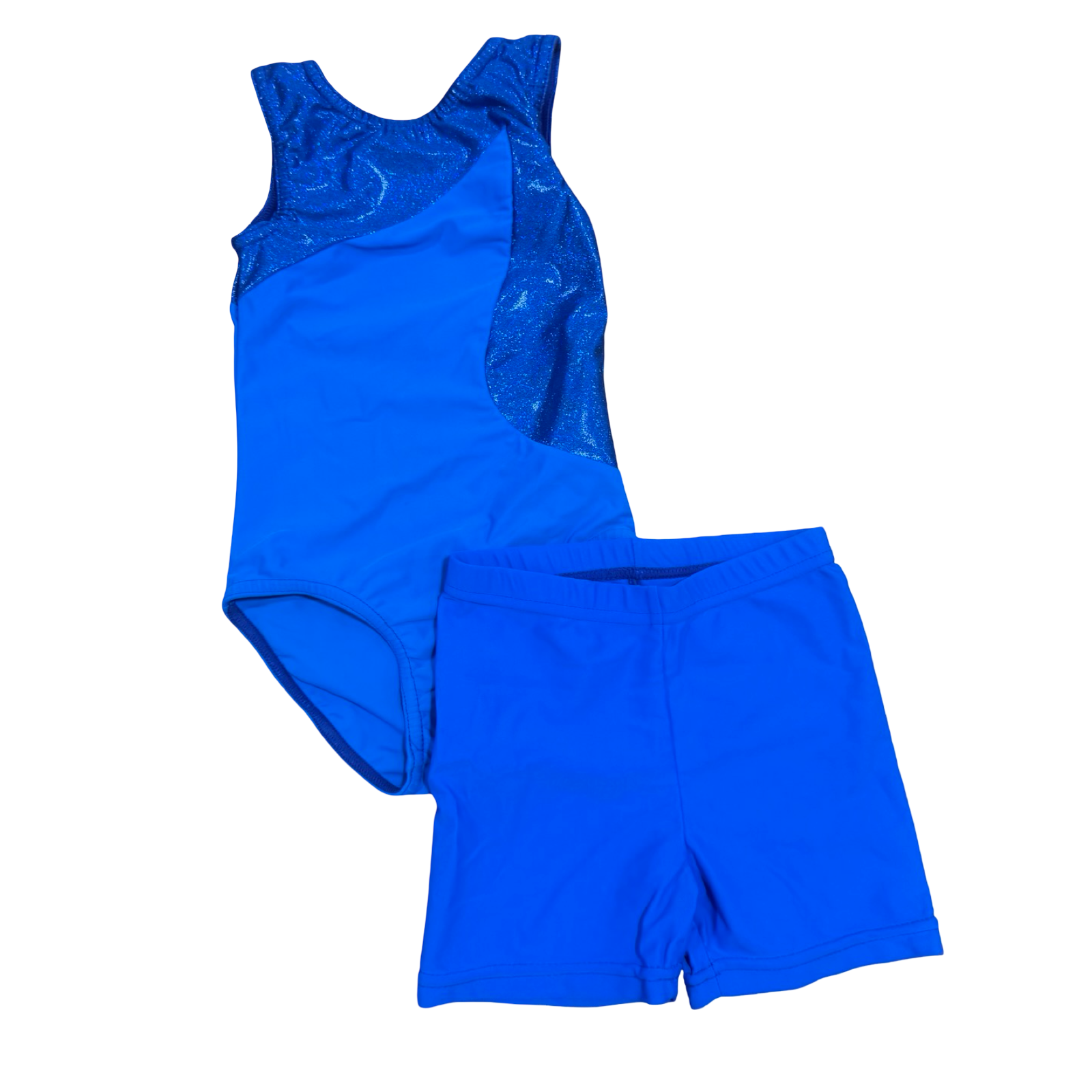 3-4Y Blue Swimming / Dancing Costume with Lycra Shorts - The Ballet Box