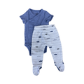 3-6M Blue & White Side Snapper Bodysuit with White Boat Pants - Earthchild | H&M