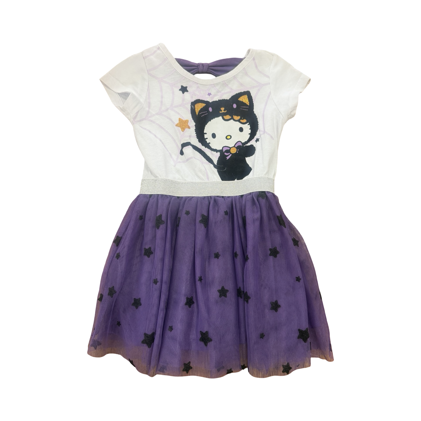 3Y Purple & White Halloween Hello Kitty Dress with Tulle