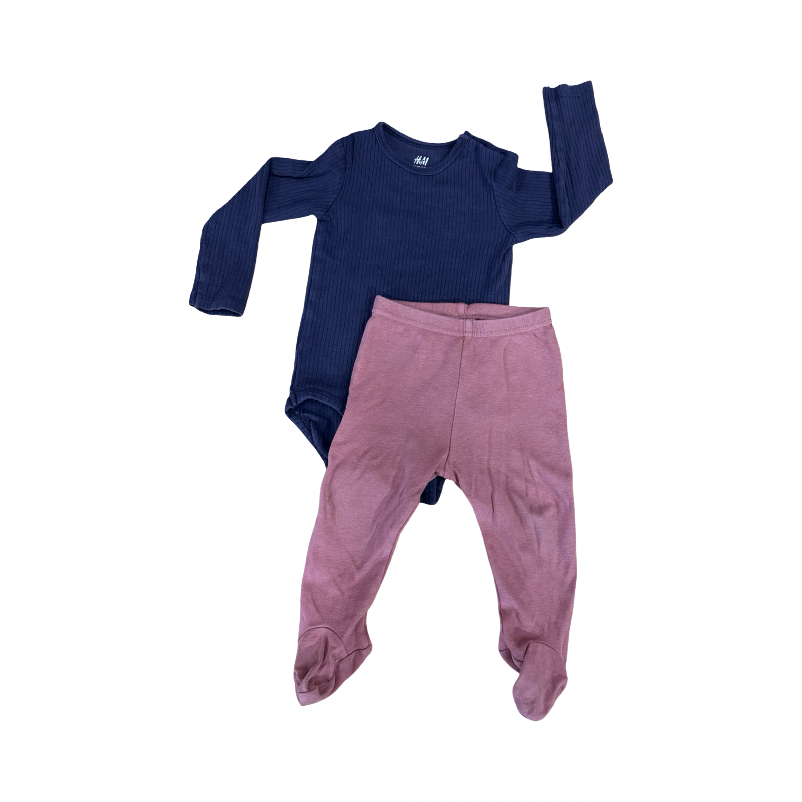 6-12M 2pc Grey & Blush Cotton Set - H & M | Cuddlesome