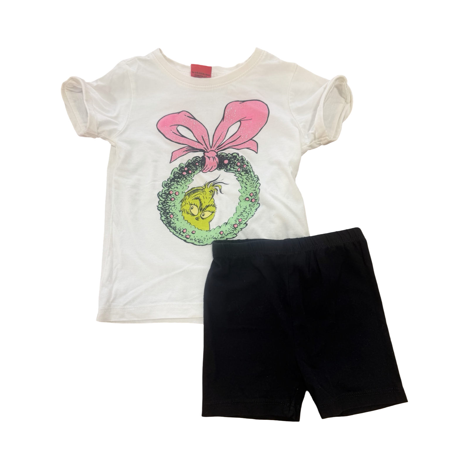 3-4Y Grinch T-Shirt with Black Cotton Shorts