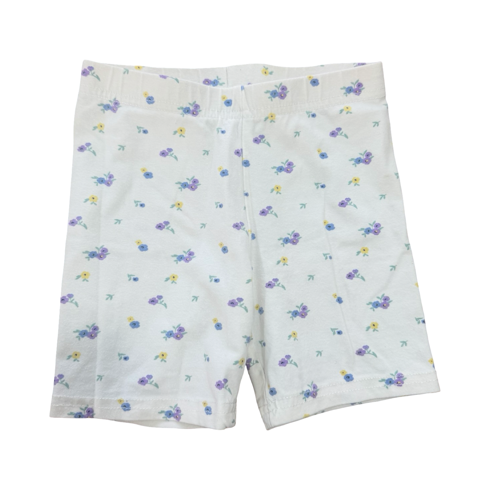 3-4Y White Cotton Floral Shorts - Qtee