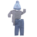 3-6M 3pc Beige Ribbed Long Sleeve Bodysuit & Ribbed Grey Leggings and Whale Beanie - H&M | Mr Price