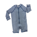 6-12M Blue & White Stripe Long Sleeve Swimming Costume - Cotton On