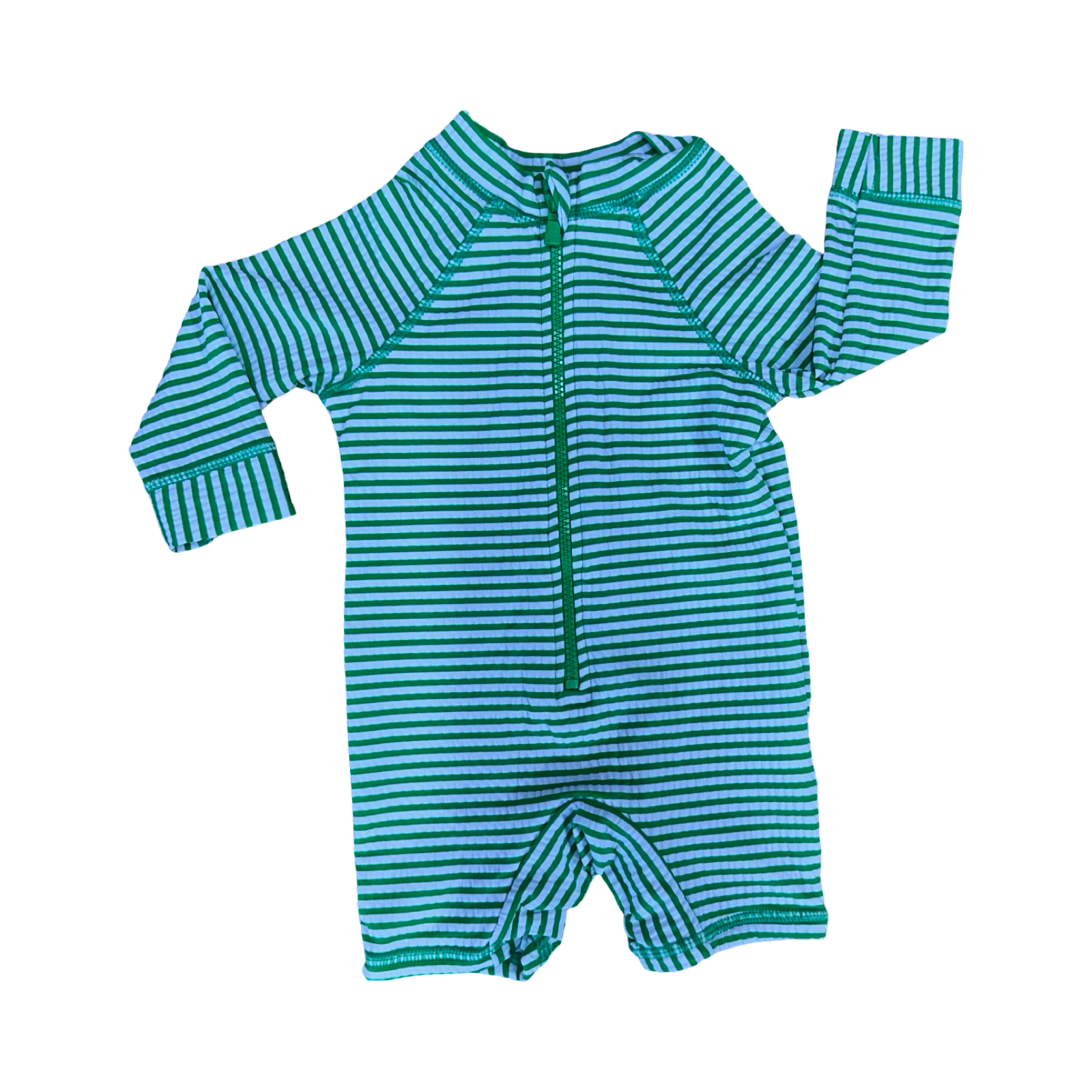 3-6M Green & White Stripe Long Sleeve Swimming Costume - Cotton On