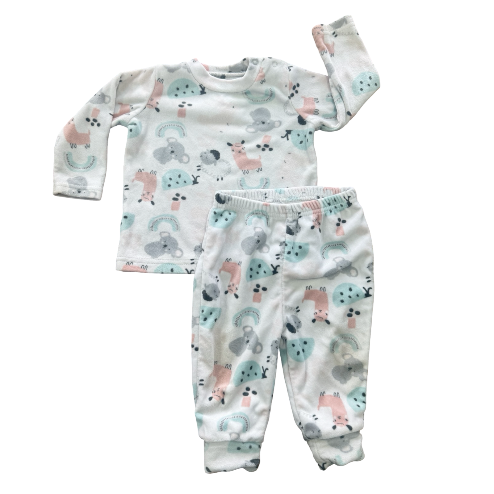6-12M 2pc Fleece Animal Pyjama Set - Woolworths