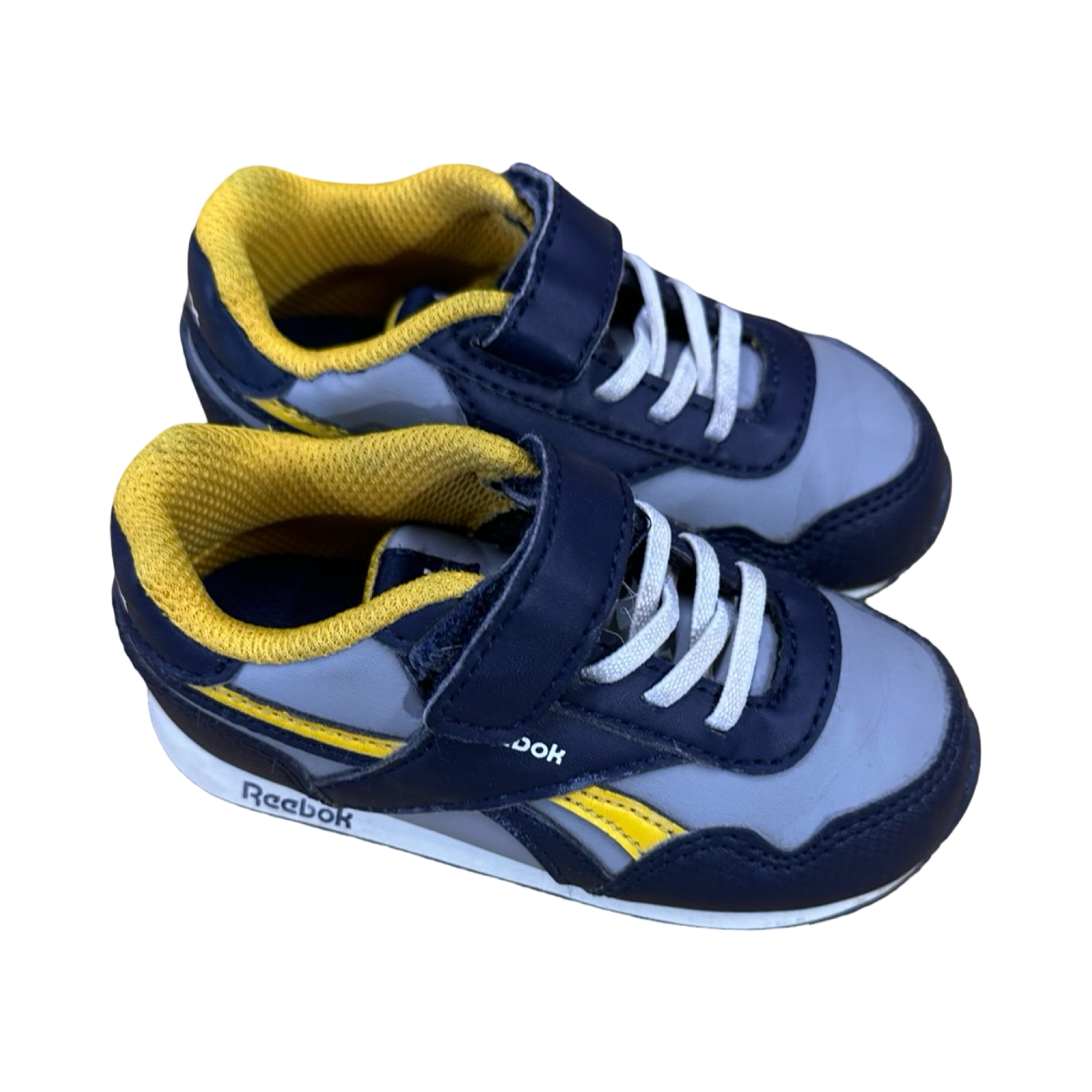Size 5 Blue, Grey & Yellow Sneakers - Reebok