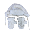 1-2Y Cream Bear Fleece Hat with Gloves - H & M