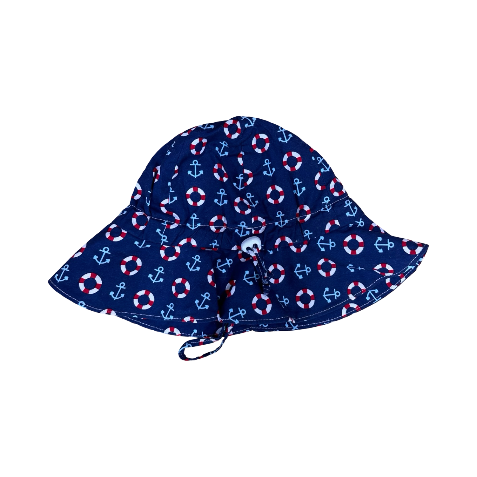One Size Navy & Red Anchor & Sea Theme Sun Hat