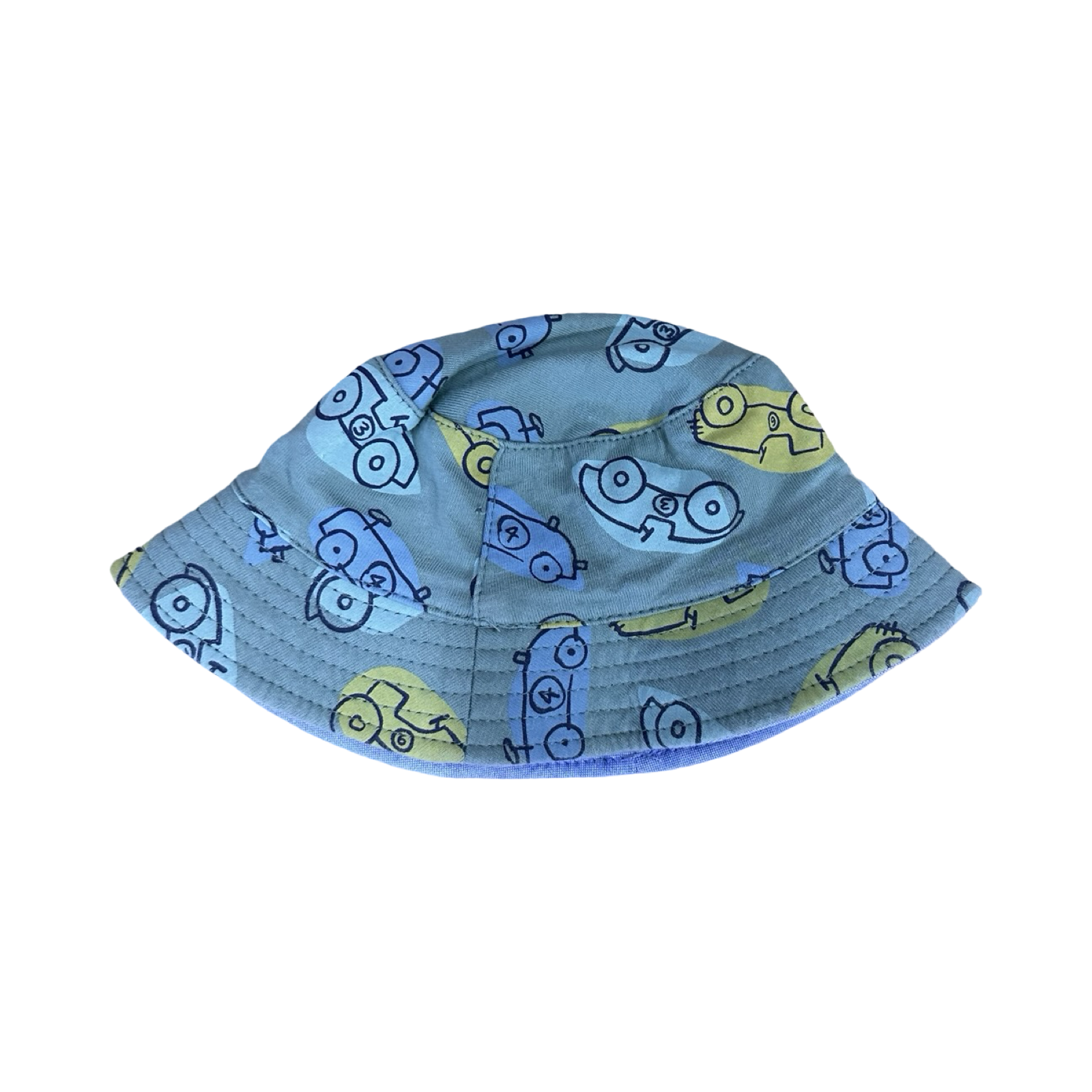 3-6M Light Blue & Green Reversable Car Sun Hat
