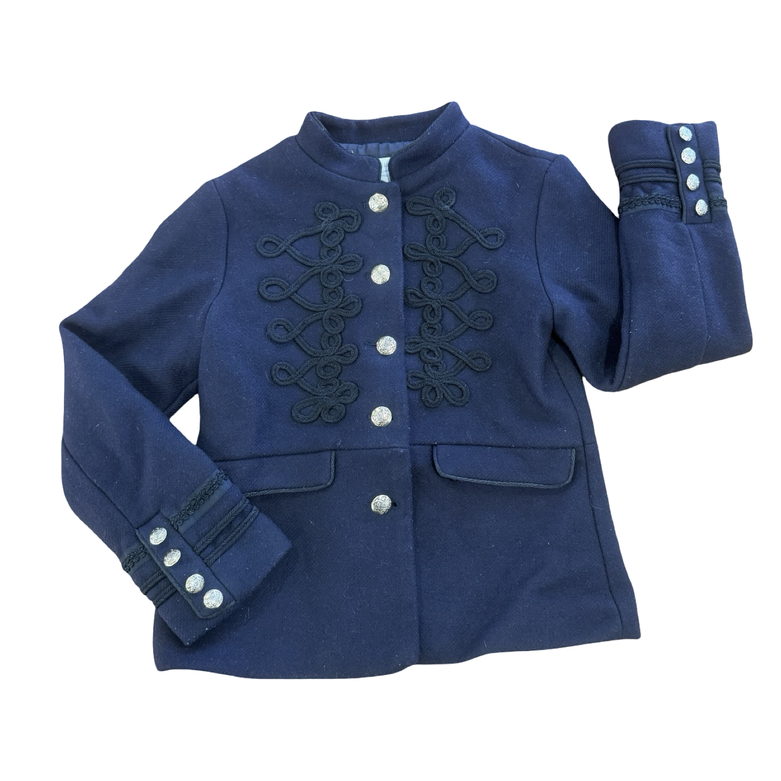 9-10Y Black Napoleon Military Style Jacket - Zara
