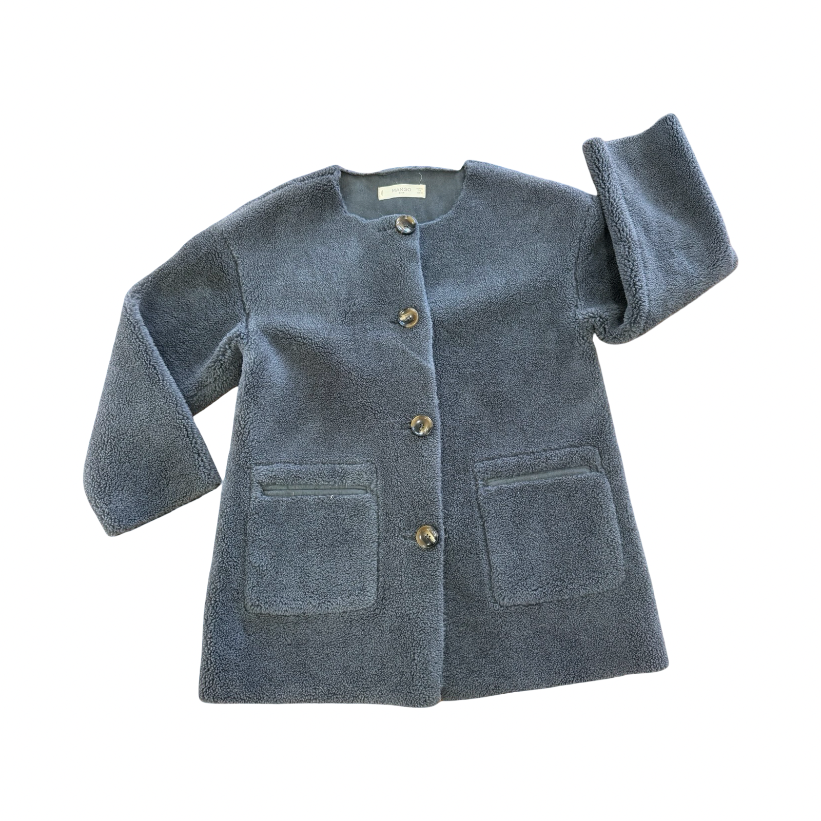 7-8Y Charcoal Winter Teddy Coat - Mango